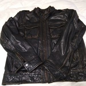 Leather Jacket also extra bonus Armani Leather hat